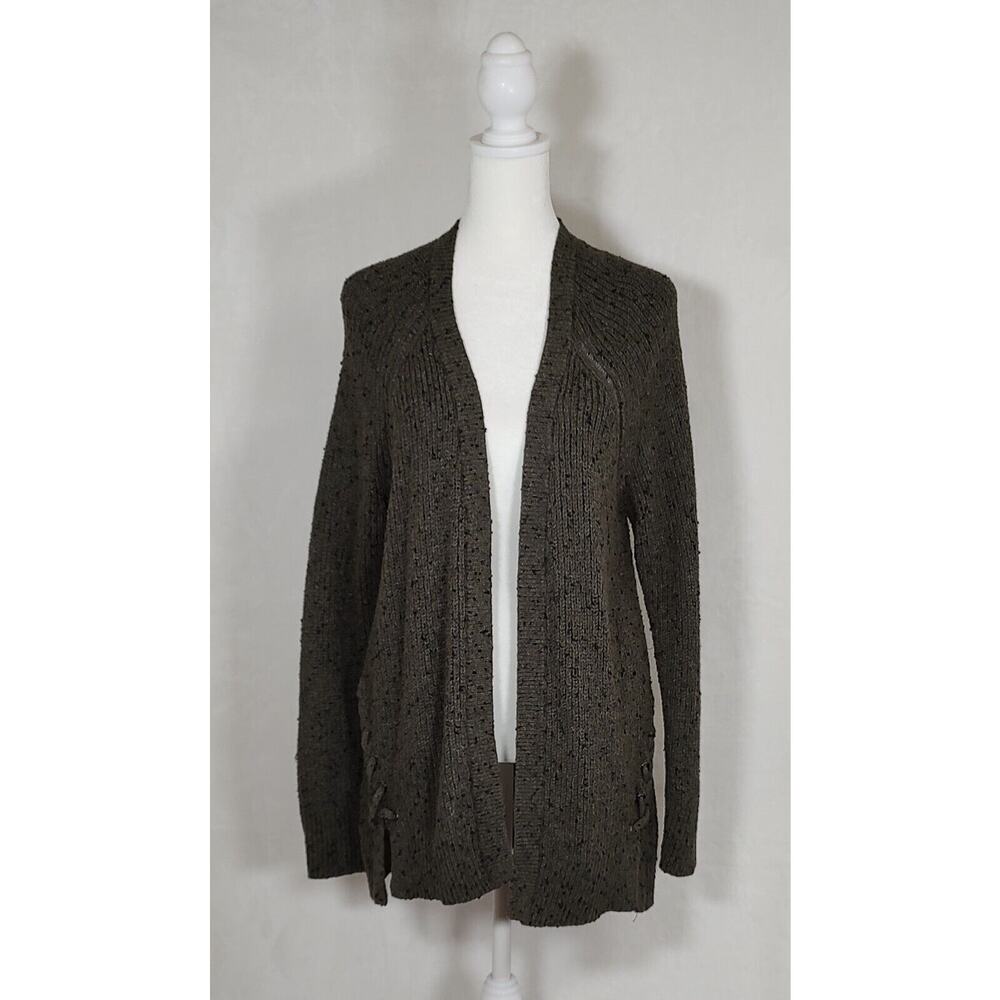 American Eagle Outfitters Womens Olive Green Marled Lace Up Side Cardigan Size M
